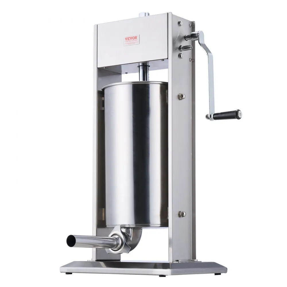 VEVOR Manual Sausage Stuffer, 15 L / 30 LBS Vertical Sausage Machine, Dual-Speed Meat Stuffer, Made of Food-Grade 304 Stainless Steel, Includes 5 Stuffing Tubes, for Home Kitchen Restaurant Commercial