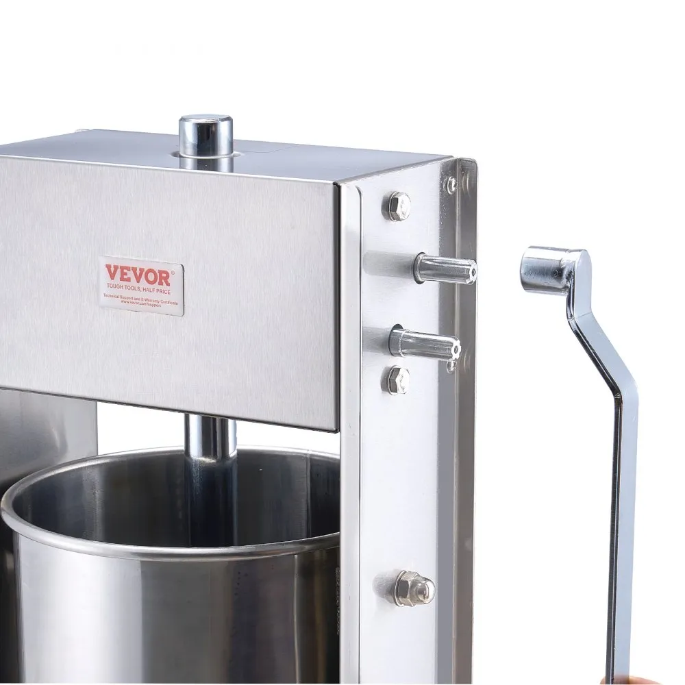 VEVOR Manual Sausage Stuffer, 15 L / 30 LBS Vertical Sausage Machine, Dual-Speed Meat Stuffer, Made of Food-Grade 304 Stainless Steel, Includes 5 Stuffing Tubes, for Home Kitchen Restaurant Commercial