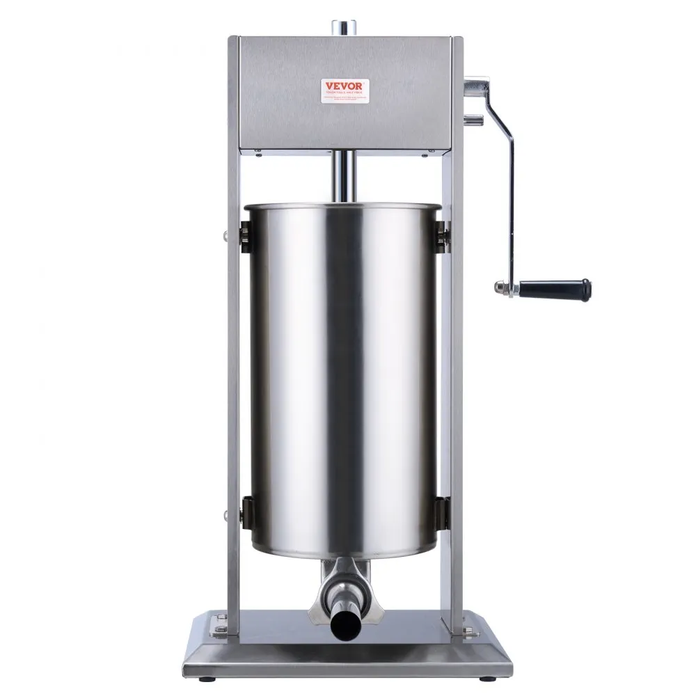 VEVOR Manual Sausage Stuffer, 15 L / 30 LBS Vertical Sausage Machine, Dual-Speed Meat Stuffer, Made of Food-Grade 304 Stainless Steel, Includes 5 Stuffing Tubes, for Home Kitchen Restaurant Commercial
