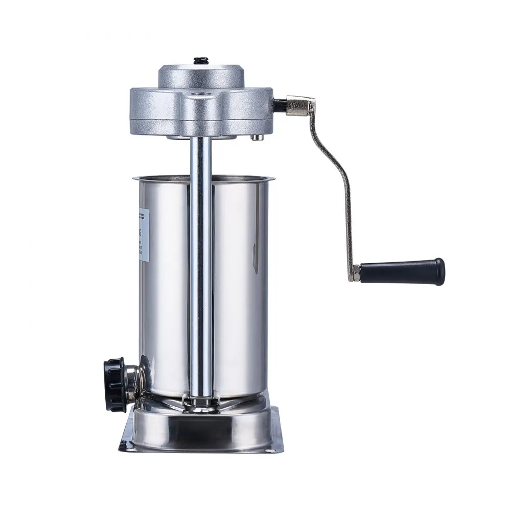 VEVOR Manual Sausage Stuffer, 2 L / 5 LBS Vertical Sausage Machine with G-type Clamp, Food-Grade 304 Stainless Steel Barrel with 2 Stuffing Tubes, for Home Kitchen Restaurant Commercial