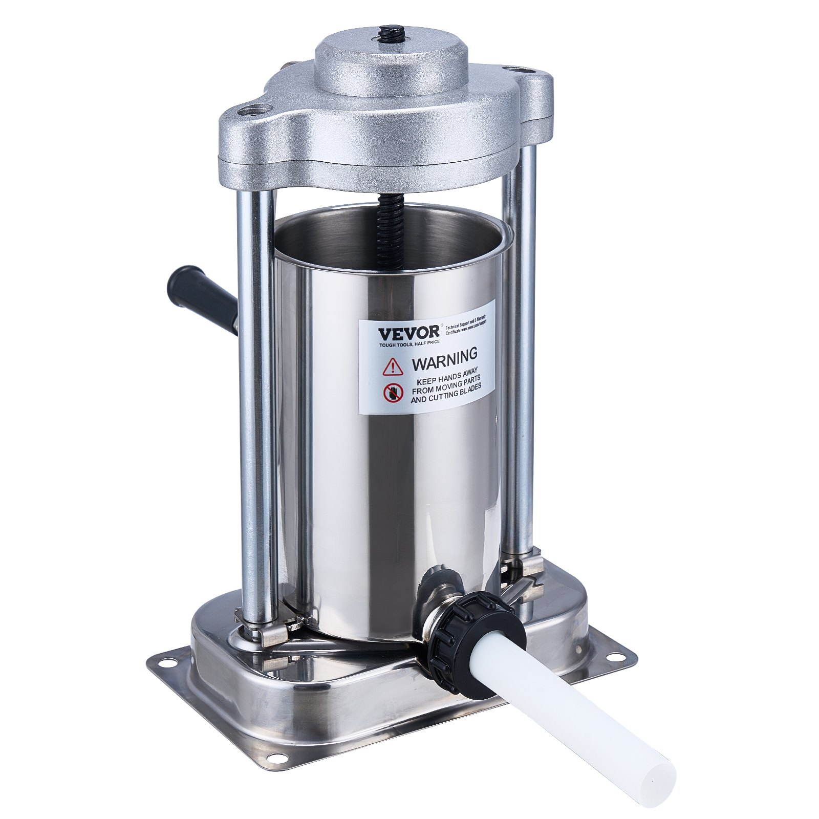 VEVOR Manual Sausage Stuffer, 2 L / 5 LBS Vertical Sausage Machine with G-type Clamp, Food-Grade 304 Stainless Steel Barrel with 2 Stuffing Tubes, for Home Kitchen Restaurant Commercial