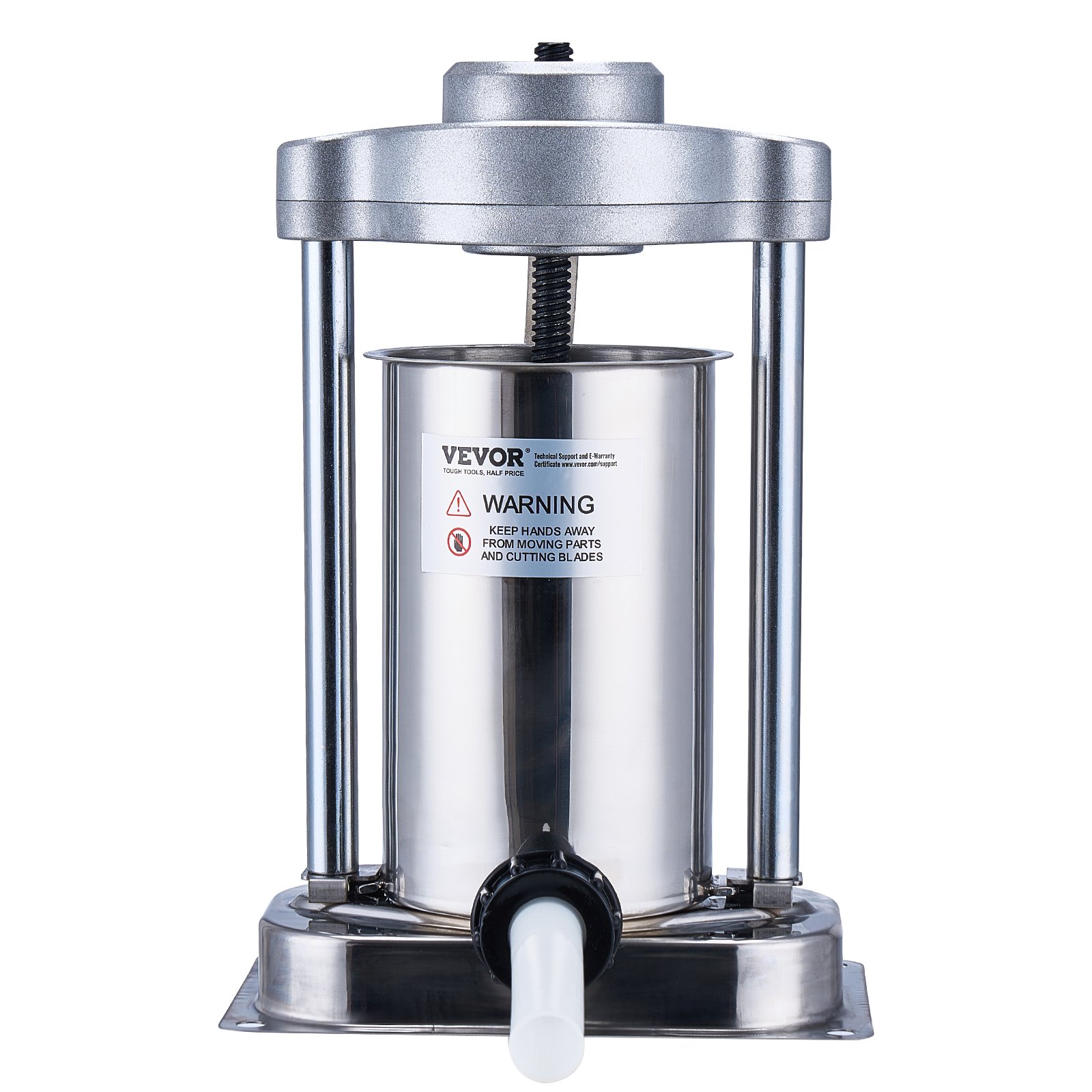 VEVOR Manual Sausage Stuffer, 2 L / 5 LBS Vertical Sausage Machine with G-type Clamp, Food-Grade 304 Stainless Steel Barrel with 2 Stuffing Tubes, for Home Kitchen Restaurant Commercial