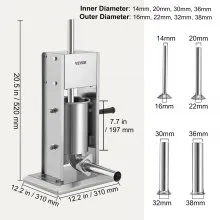 VEVOR Sausage Stuffer 7LBS/3L Capacity Homemade Sausage Maker Stainless Steel