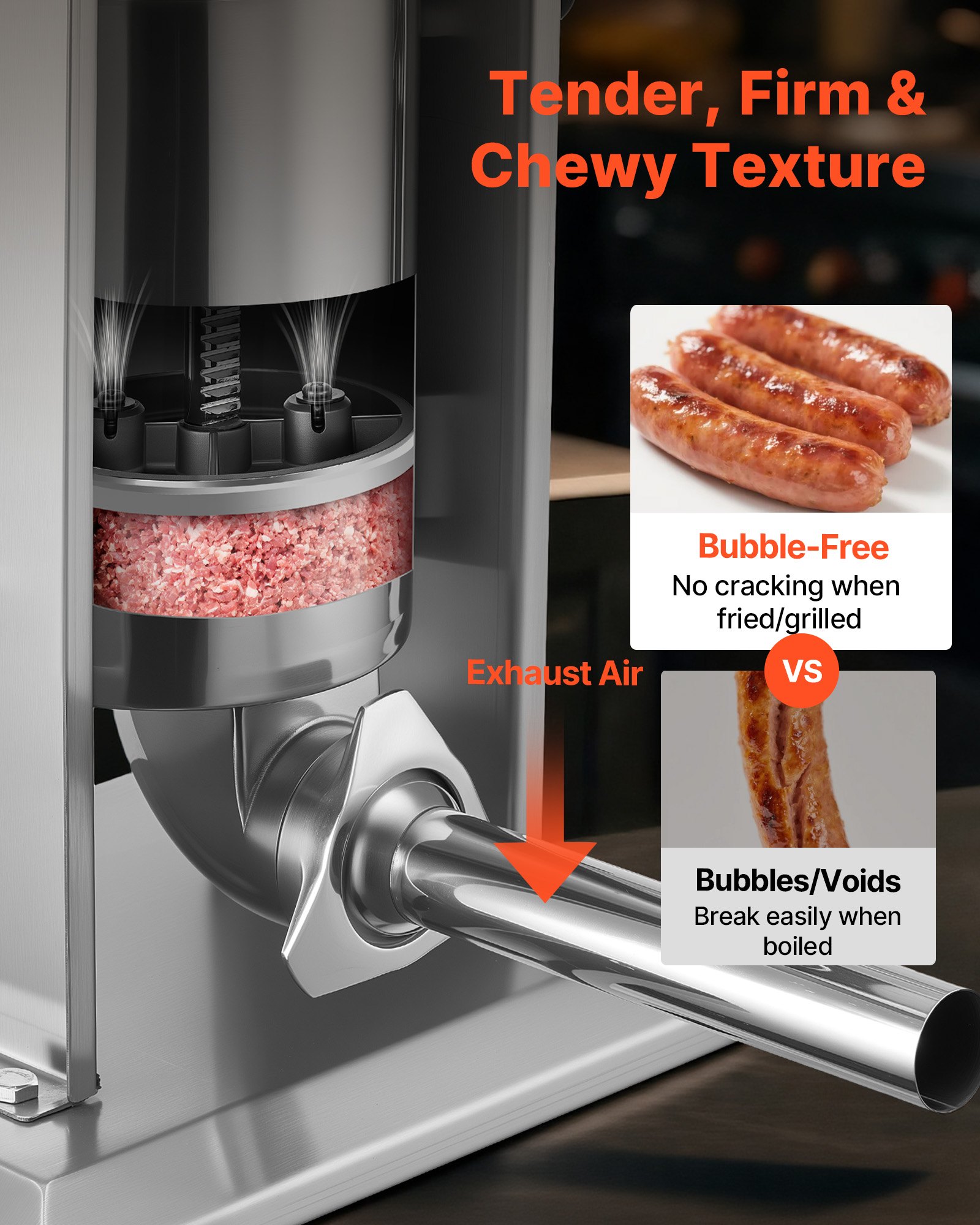 VEVOR Manual Sausage Stuffer, 7 LBS / 3 L Vertical Meat Stuffer, Heavy Duty Sausage Casing Meat Stuffing Machine, Dual-Speed Stainless Steel Filler with 5 Filling Tubes, for Commercial and Home Use