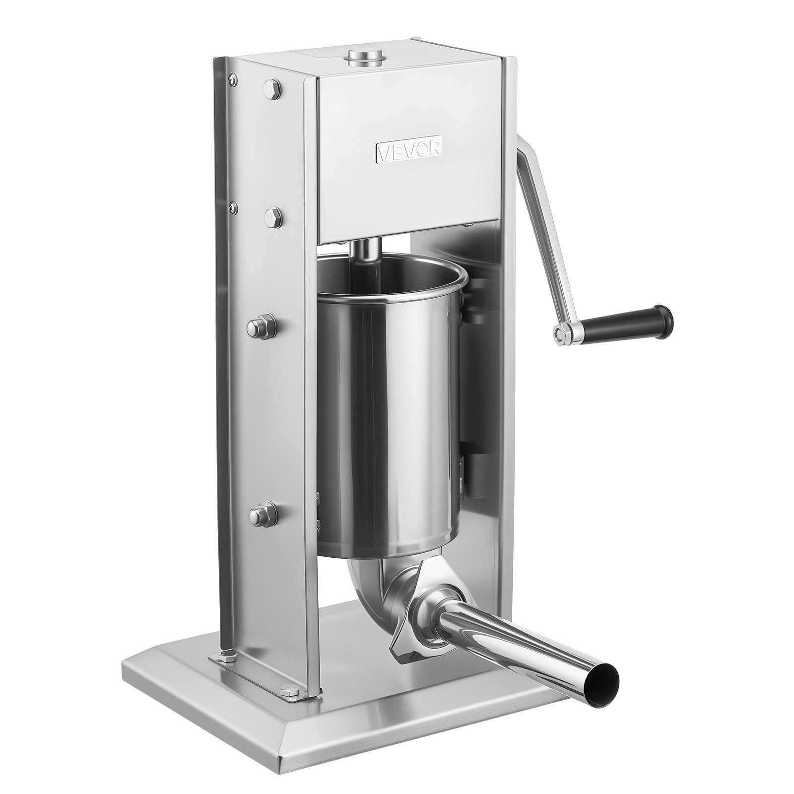 VEVOR Manual Sausage Stuffer, 7 LBS / 3 L Vertical Meat Stuffer, Heavy Duty Sausage Casing Meat Stuffing Machine, Dual-Speed Stainless Steel Filler with 5 Filling Tubes, for Commercial and Home Use