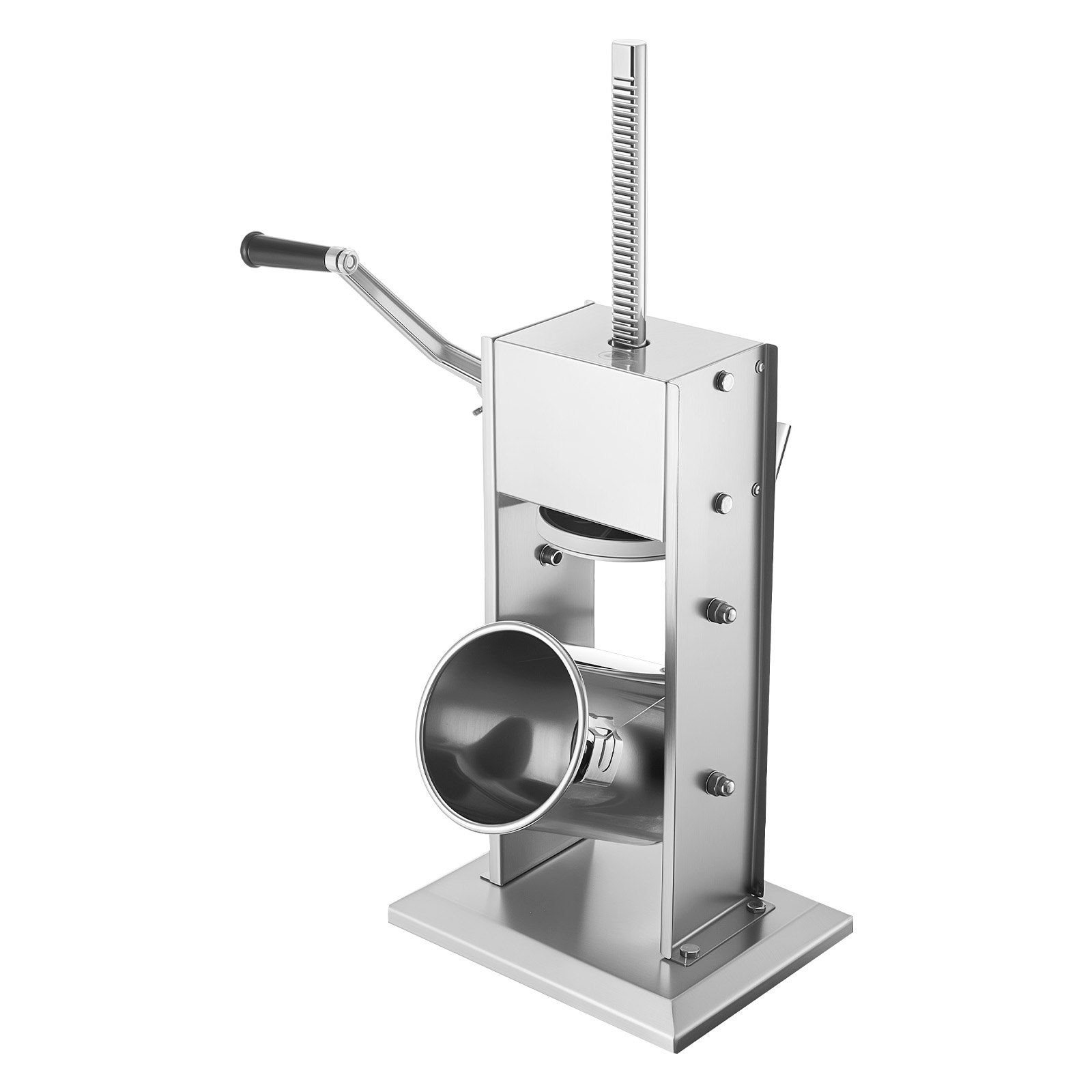 VEVOR Manual Sausage Stuffer, 7 LBS / 3 L Vertical Meat Stuffer, Heavy Duty Sausage Casing Meat Stuffing Machine, Dual-Speed Stainless Steel Filler with 5 Filling Tubes, for Commercial and Home Use