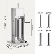 VEVOR Manual Sausage Stuffer, 8LBS/5L Capacity, Two Speed 304 Stainless Steel Vertical Sausage Stuffer, Sausage Filling Machine with 4 Stuffing Tubes, Suction Base for Household or Commercial Use