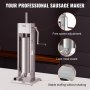 VEVOR Manual Sausage Stuffer, 11LBS/7L Capacity, Two Speed 304 Stainless Steel Vertical Sausage Stuffer, Sausage Filling Machine with 4 Stuffing Tubes, Suction Base for Household or Commercial Use