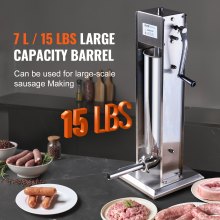 VEVOR Manual Sausage Stuffer 7 L Vertical Sausage Machine 304 Stainless Steel