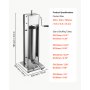 VEVOR Manual Sausage Stuffer 7L/15LBS Vertical Sausage Machine Dual-Speed, Food-Grade 304 Stainless Steel Meat Stuffer, Includes 5 Stuffing Tubes, for Home Kitchen Restaurant Commercial