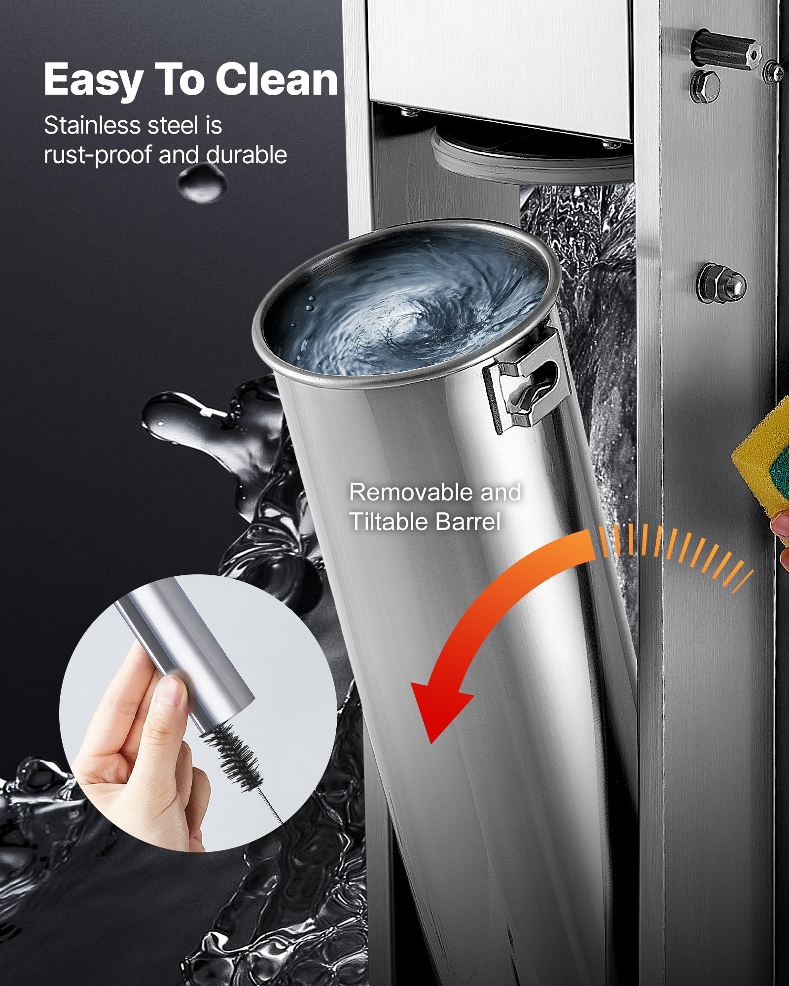 VEVOR Manual Sausage Stuffer 7L/15LBS Vertical Sausage Machine Dual-Speed, Food-Grade 304 Stainless Steel Meat Stuffer, Includes 5 Stuffing Tubes, for Home Kitchen Restaurant Commercial