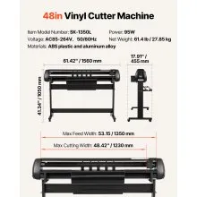 VEVOR Vinyl Cutter Machine, 53 inch Max Feed Width, Dual Blades, Adjustable Force and Speed, LED Display, Vinyl Plotter Cutter Printer with Signmaster Software for Compatible with Windows and macOS