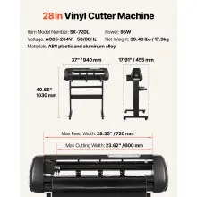 VEVOR Vinyl Cutter Machine, 28 inch Max Feed Width, Dual Blades, Adjustable Force and Speed, LED Display, Vinyl Plotter Cutter Printer Bundle with Sticker Sheets, Transfer Film, Signmaster Software