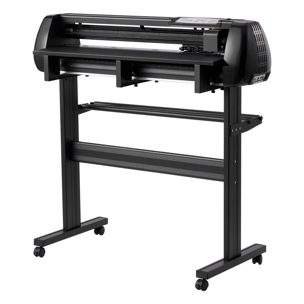 VEVOR Vinyl Cutter Machine, 34 inch Max Feed Width, Dual Blades, Adjustable Force and Speed, LED Display, Vinyl Plotter Cutter Printer Bundle with Sticker Sheets, Transfer Film, Signmaster Software