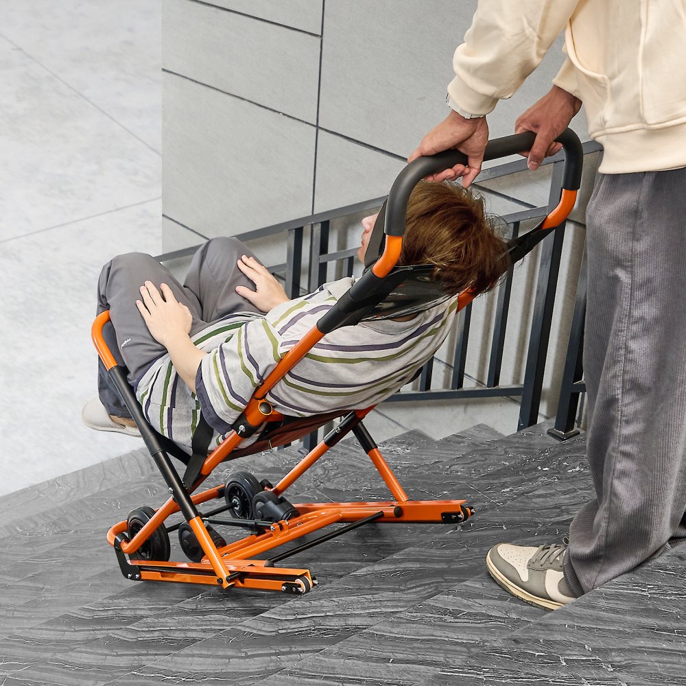 VEVOR Manual Stair Chair, 350 lbs Load Capacity, Foldable Emergency Stair Wheelchair with 4 Wheels, Portable Transport Stair Chair Ambulance Firefighter Evacuation Use for Elderly, Disabled Transfer