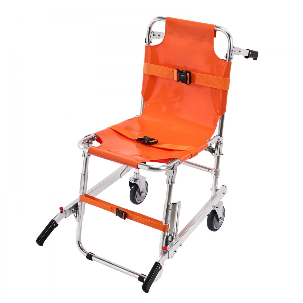 VEVOR EMS -portaistuoli, kantavuus 350 paunaa, kokoontaitettava alumiininen hätäportaiden kiipeilypyörätuoli 2 pyörällä, kannettava portaiden nostotuoli Ambulanssin palomiehen evakuointikäyttöön vanhuksille, vammaisille