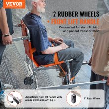 VEVOR EMS Stair Chair, 159 kg Load Capacity, Foldable Aluminum Emergency Stair Climbing Wheelchair with 2 Wheels, Portable Stair Lift Chair Ambulance Firefighter Evacuation Use for Elderly, Disabled