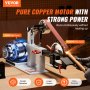 VEVOR belt grinder with 1500w power, pure copper motor, producing sparks while grinding metal.