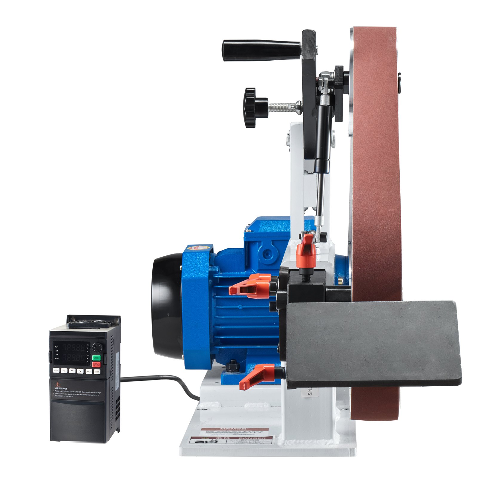 VEVOR Belt Grinder Sander, 72 x 2-Inch Variable Speed Belt Polisher with VFD, 1500W 2HP Polishing Grinding Machine with 3 Grinding Moulds & 3PCS Sanding Belts for Metalworking, Knife Making