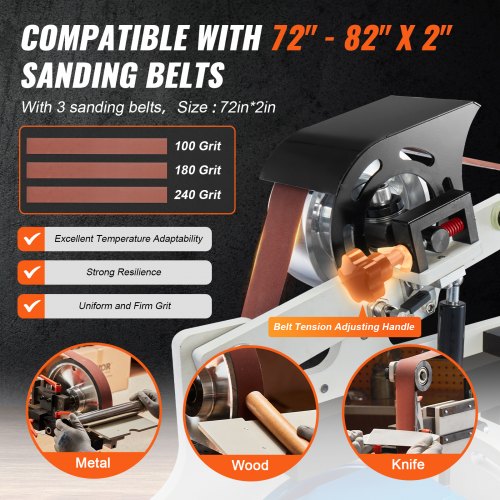 VEVOR Belt Grinder Sander, 72 x 2-Inch Variable Speed Belt