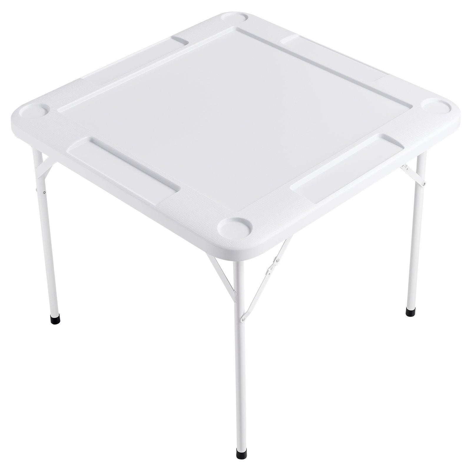 VEVOR Mahjong Table, 4 Player Folding Domino Table with Wear-Resistant Green Tabletop, Portable Square Card Table with 4 Cup Holders & 4 Chip Trays for Mahjong Poker Puzzles, 35.4 x 35.4-inch