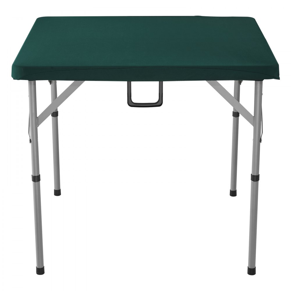 VEVOR Mahjong Table, Fold-in-Half 4 Player Card Table with Wear-Resistant Green Tabletop, Portable Bi-Folding Square Domino Table with Carrying Handle for Outdoor Camping Picnic Party, 90 x90-inch