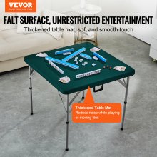 VEVOR Mahjong Table, Fold-in-Half 4 Player Card Table with Wear-Resistant Green Tabletop, Portable Bi-Folding Square Domino Table with Carrying Handle for Outdoor Camping Picnic Party, 90 x90-inch