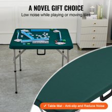 VEVOR Mahjong Table, Fold-in-Half 4 Player Card Table with Wear-Resistant Green Tabletop, Portable Bi-Folding Square Domino Table with Carrying Handle for Outdoor Camping Picnic Party, 34 x 34-inch