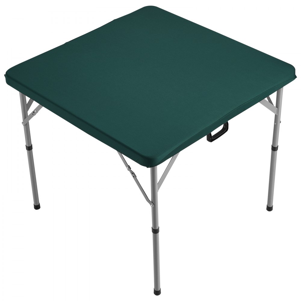 green folding VEVOR mahjong table with sturdy metal legs and a handle for easy transport.