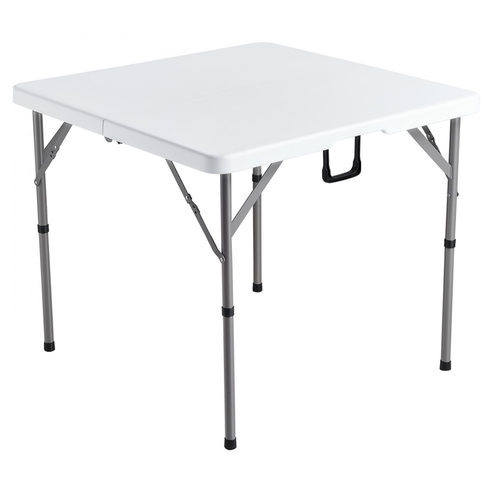 VEVOR mahjong table with white tabletop and foldable metal legs for easy storage and portability.