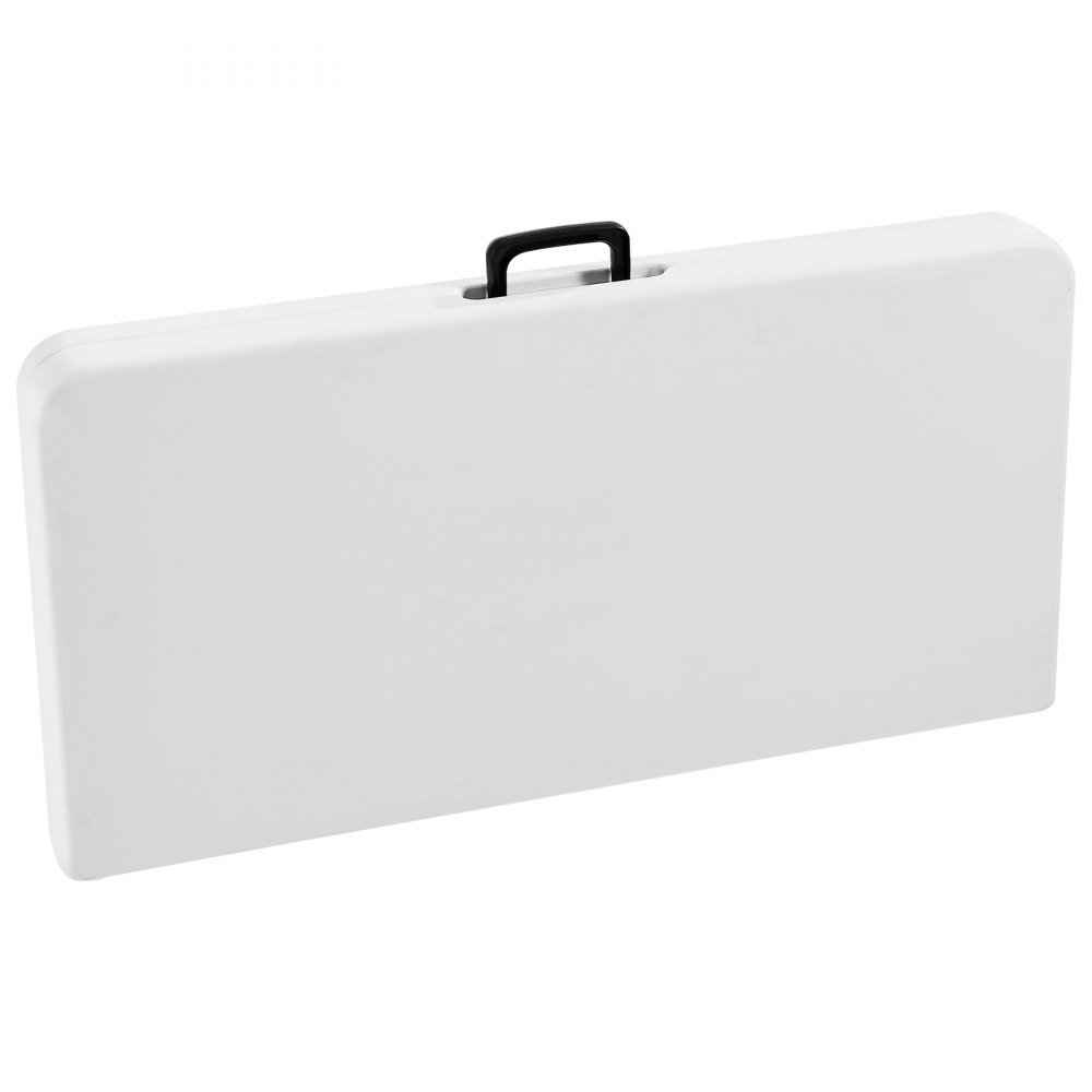 folded white VEVOR mahjong table with black handle for easy carrying and storage.