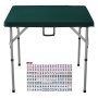 VEVOR mahjong table with closed green tabletop and a full set of mahjong tiles displayed below.