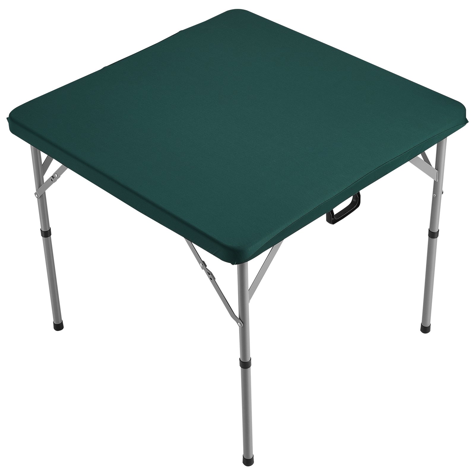 green folding VEVOR mahjong table with sturdy metal legs and a handle for easy transport.