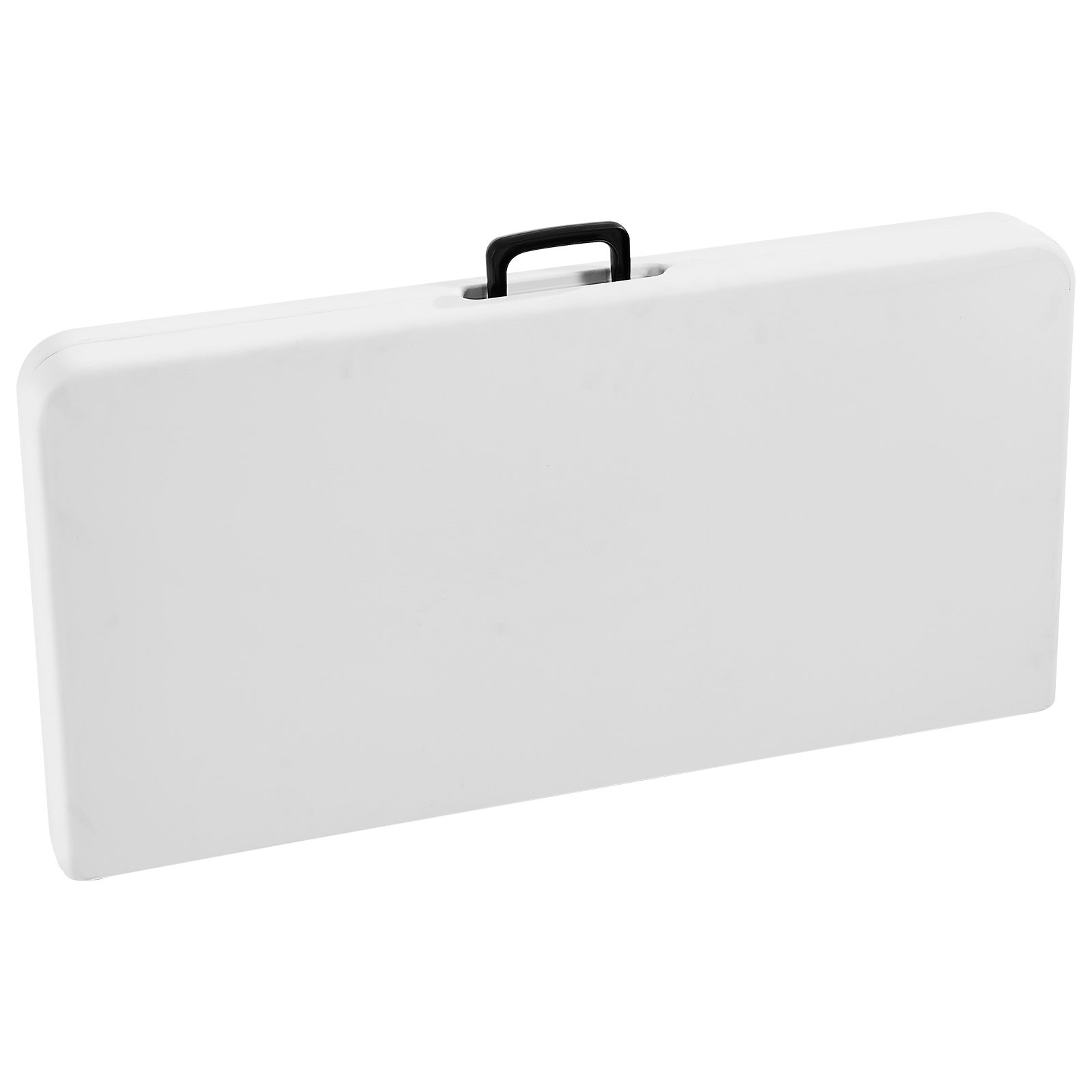 folded white VEVOR mahjong table with black handle for easy carrying and storage.