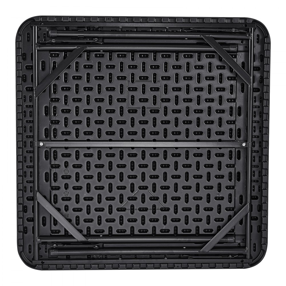 VEVOR Mahjong Table, Square 4 Player Folding Card Table with 4 Cup Holders & 4 Chip Trays, Portable Domino Game Table with 1 Set of Dominoes for Mahjong Poke Puzzles, 90 x 90-inch, Black