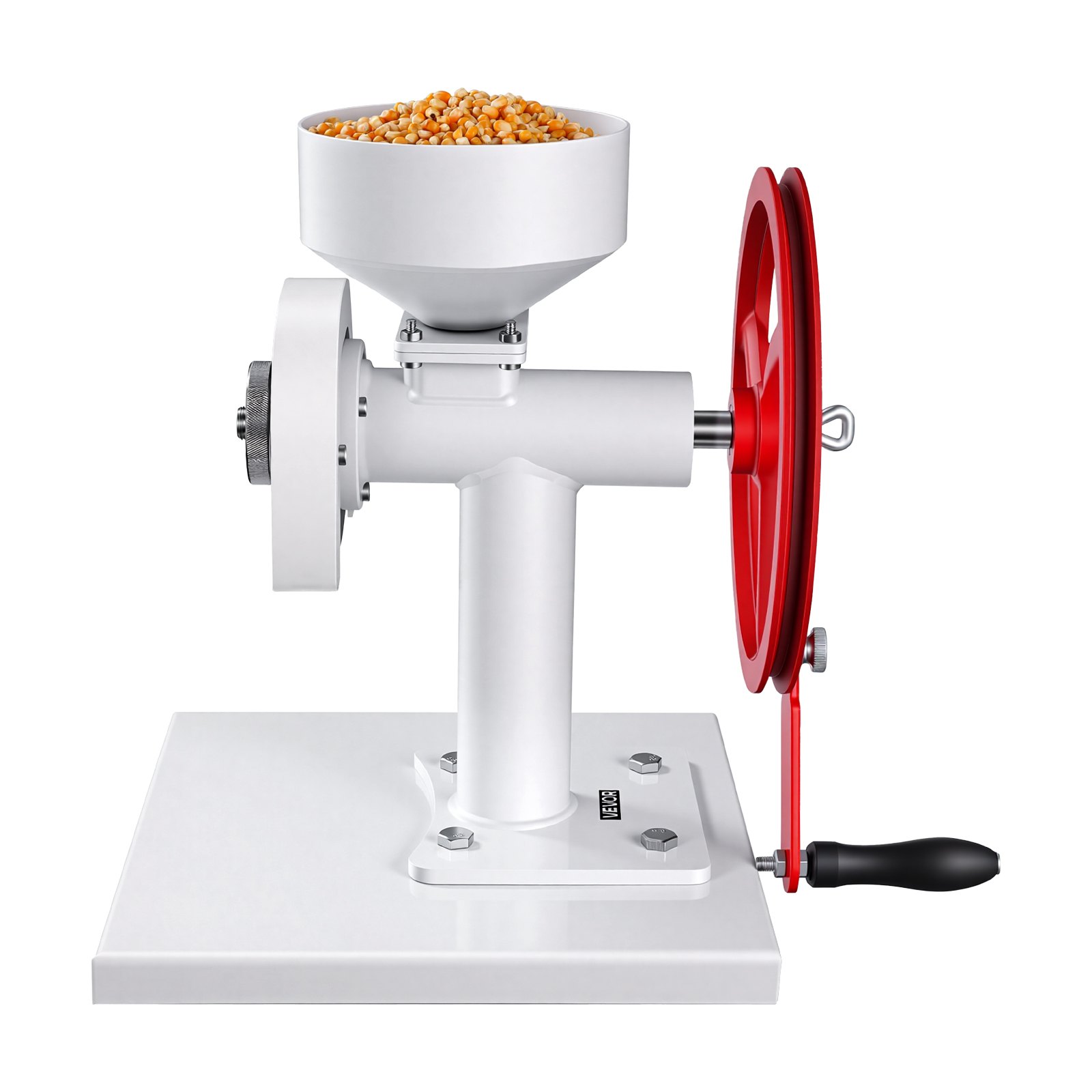 VEVOR Manual Grain Mill with Flywheel, Hand-Crank Corn Grinder, Heavy-Duty Carbon Steel Wheat Grinding Mill with Adjustable Fineness & 0.53 Gallon Hopper for Grains Spices Coffee Beans Nuts