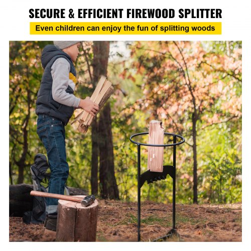 VEVOR Firewood Splitter, Q235 Steel Wood Splitter Wedge, for Splitting 8" Diameter Wood Manual Wedge Wood Splitter, 10.8"x21.8" Portable Log Splitting w/ 4 Screws & Blade Cover, for Home, Campsite