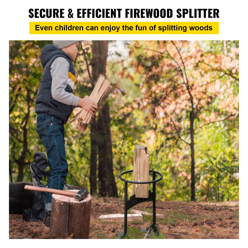 VEVOR Firewood Splitter, Q235 Steel Wood Splitter Wedge, for Splitting 6" Diameter Wood Manual Wedge Wood Splitter, 8.3"x13" Portable Log Splitting w/ 4 Screws & Blade Cover, for Home, Campsite