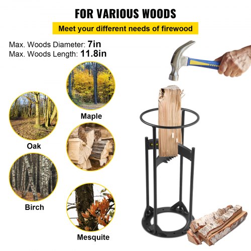 VEVOR Firewood Splitter, Q235 Steel Wood Splitter Wedge, for Splitting 7" Diameter Wood Manual Wedge Wood Splitter, 10"x21" Portable Log Splitting w/ 4 Screws & Blade Cover, for Home, Campsite