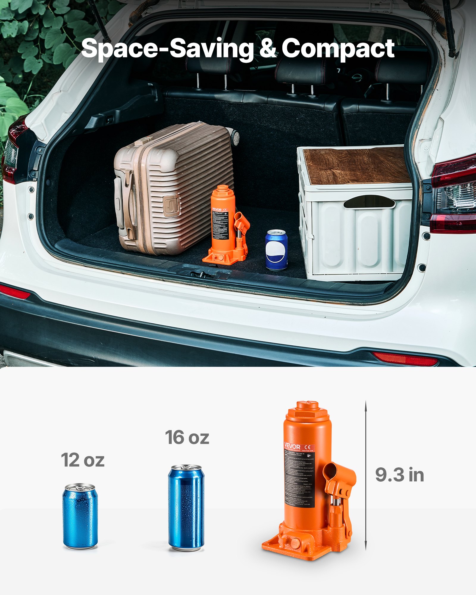 VEVOR Hydraulic Bottle Jack, 10 Ton (22046 lbs) Capacity, 9.3-18.5 Inch Lifting Range, Heavy Duty Welded Bottle Jack for Car, SUV, Pickup, Auto Repair, House Lift and Agricultural Equipment, Orange
