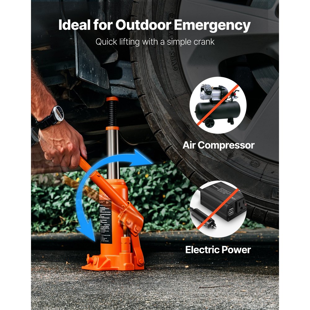 VEVOR Hydraulic Bottle Jack, 6 Ton (13227.6 lbs) Capacity, 7.7-14.8 Inch Lifting Range, Heavy Duty Welded Bottle Jack for Car, SUV, Pickup, Auto Repair, House Lift and Agricultural Equipment, Orange