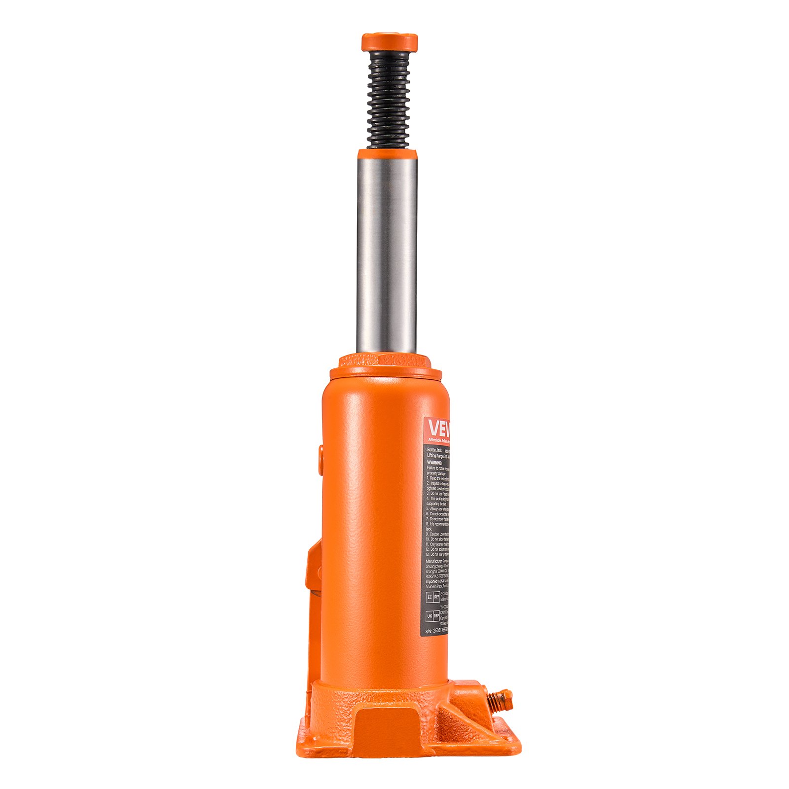 VEVOR Hydraulic Bottle Jack, 6 Ton (13227.6 lbs) Capacity, 7.7-14.8 Inch Lifting Range, Heavy Duty Welded Bottle Jack for Car, SUV, Pickup, Auto Repair, House Lift and Agricultural Equipment, Orange