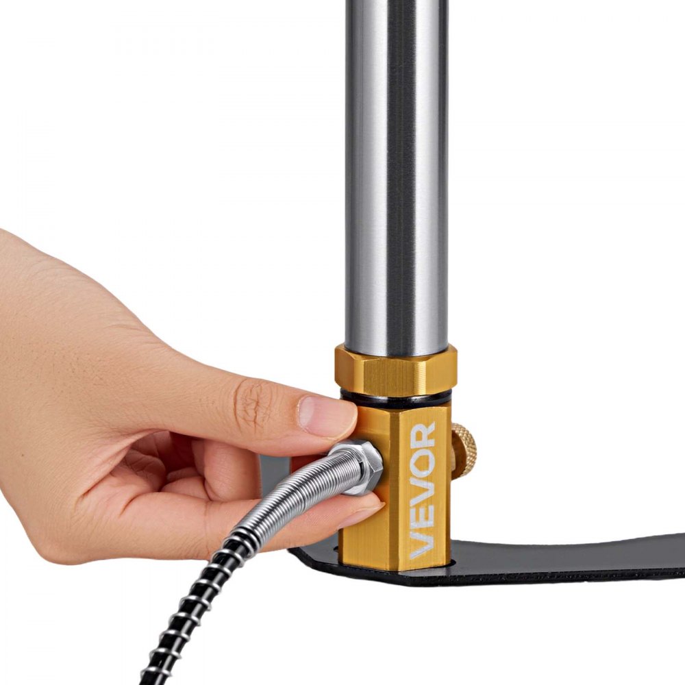VEVOR PCP Hand Pump, 3 Stage, High Pressure Air Rifle Filling Stirrup Pump, 24.82 MPa 3600 PSI, with Oil-Moisture Filter, Pressure Gauge, Stainless Steel, for Airguns Air Rifles Paintball Tire Filling