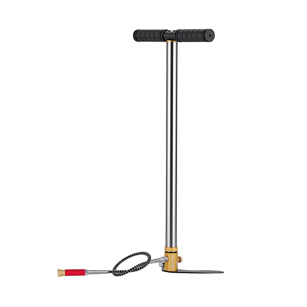 VEVOR PCP Hand Pump, 3 Stage, High Pressure Air Rifle Filling Stirrup Pump, 24.82 MPa 3600 PSI, with Oil-Moisture Filter, Pressure Gauge, Stainless Steel, for Airguns Air Rifles Paintball Tire Filling