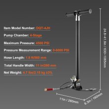 VEVOR PCP Hand Pump, 4 Stage, 30Mpa 4500 PSI High Pressure PCP Air Rifile Filling Stirrup Pump with Oil-Moisture Filter Pressure Gauge, Stainless Steel for Airguns Scuba Tank Paintball Filling Tire