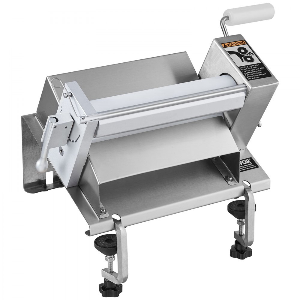 VEVOR Manual Dough Sheeter Machine, Puff Pastry Sheeter and Fondant Roller, Removable Handle, Panel, Roller for Easy Cleaning, Max 1/2 inch Adjustable Thickness, for Home or Small Commercial Kitchens