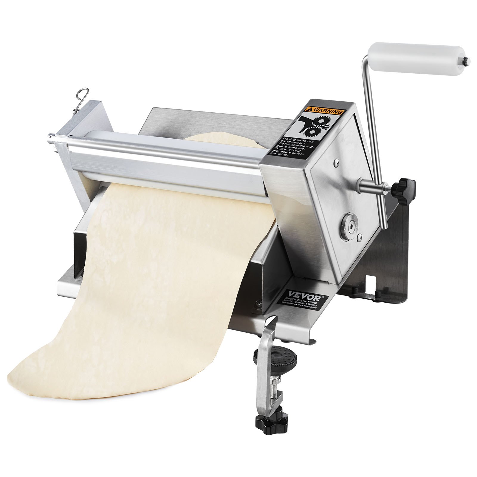 VEVOR Manual Dough Sheeter Machine, Puff Pastry Sheeter and Fondant Roller, Removable Handle, Panel, Roller for Easy Cleaning, Max 1/2 inch Adjustable Thickness, for Home or Small Commercial Kitchens