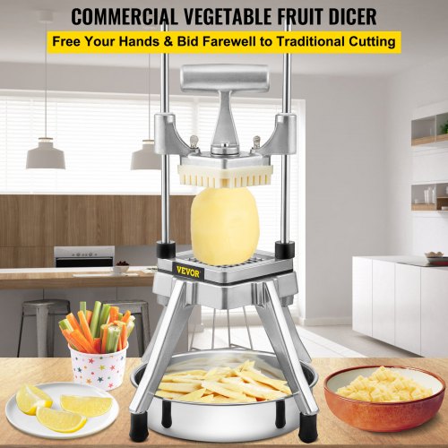 VEVOR French Fry Cutter, 4 Blades in All, Commercial Chopper w/ 1/2 3/8 1/4  inch Blades & 8-Wedger, Vegetable Fruit Dicer w/ Rotatable Handles