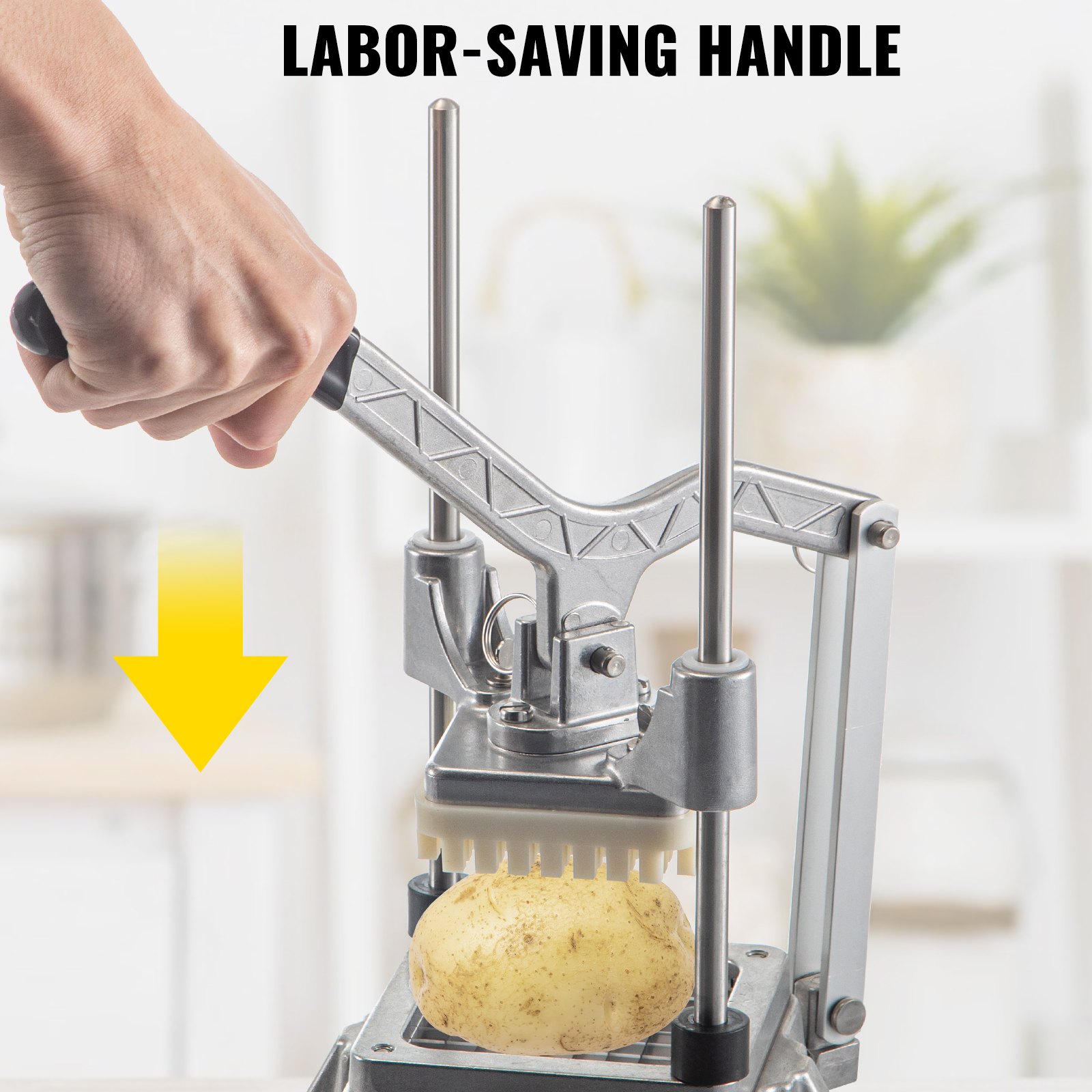 VEVOR Commercial Chopper w/ 4 Replacement Blades Commercial Vegetable Chopper Stainless Steel French Fry Cutter Potato Dicer & Slicer Commercial Vegetable Fruit Chopper for Restaurants & Home Kitchen