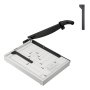 VEVOR paper cutter with grid lines, black cutting arm, and safety lock mechanism for precise cuts.